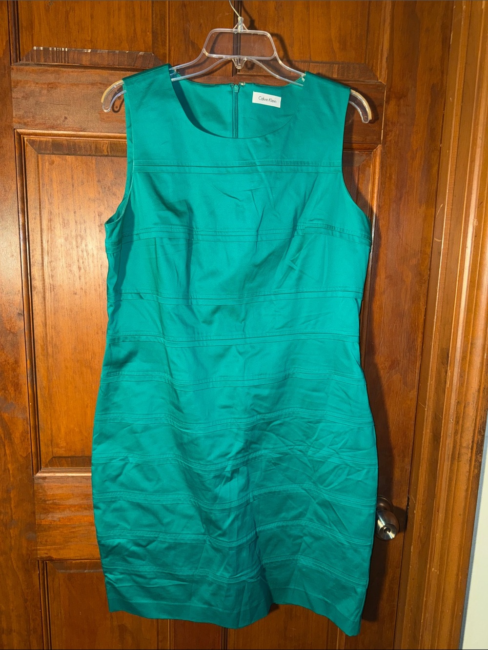 Calvin Klein Teal Structured Sleeveless Sheath Dress